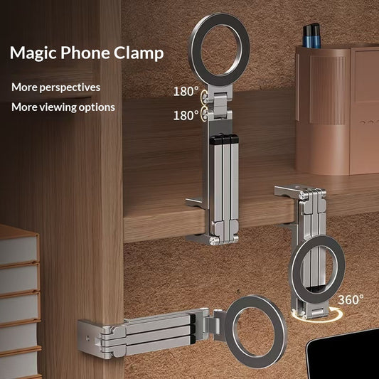 Portable Magnetic Phone Holder – Clip-On, Rotating & Folding for Travel | Gleeku