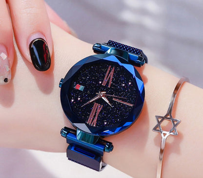 Starry Sky Women's Watch With Magnet Mesh And Diamond Quartz Watch