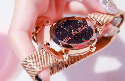 Starry Sky Women's Watch With Magnet Mesh And Diamond Quartz Watch